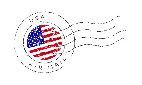 Eua Marca Postal Carimbo Estágio Bandeira Nacional Isolado Ilustração Vetor — Vetor de Stock