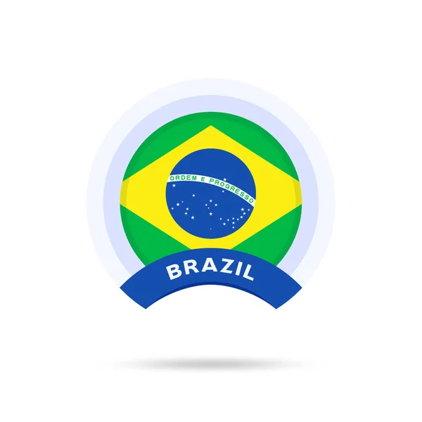 Bandeira Nacional Brasil Botão Círculo Ícone Bandeira Simples Cores Oficiais — Vetor de Stock