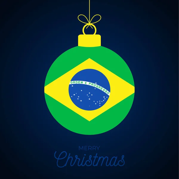 Christmas New Year Ball Brazil Flag Greeting Card Vector Illustration — Stock Vector