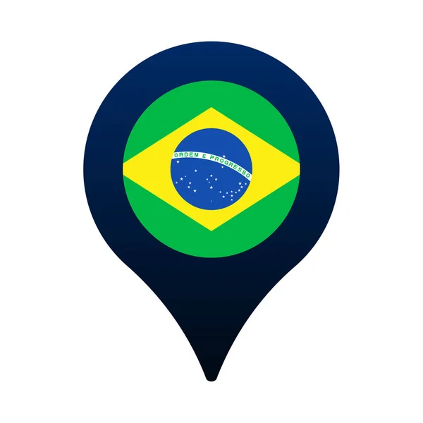 Brazil Flag Map Pointer Icon National Flag Location Icon Vector — Stock Vector