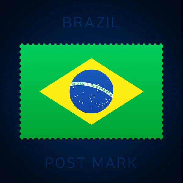 Cachet Affranchissement Brésil Timbre Poste Drapeau National Isolé Sur Fond — Image vectorielle