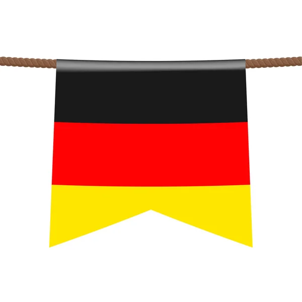 Germany National Flags Hangs Ropes White Background Symbol State Pennant — Stock Vector