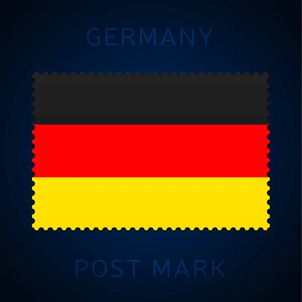 Germania Timbro Postale Francobollo Bandiera Nazionale Isolato Sfondo Bianco Illustrazione — Vettoriale Stock
