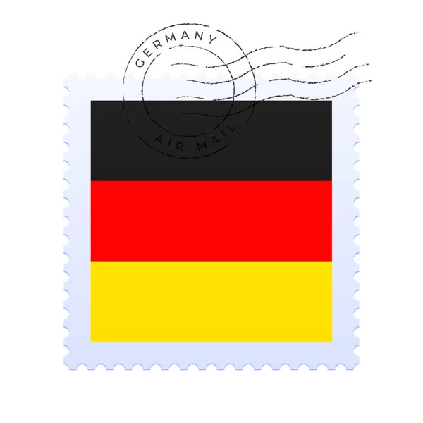 Germany postage mark. National Flag Postage Stamp isolated on white background vector illustration. Stamp with official country flag pattern and countries name.