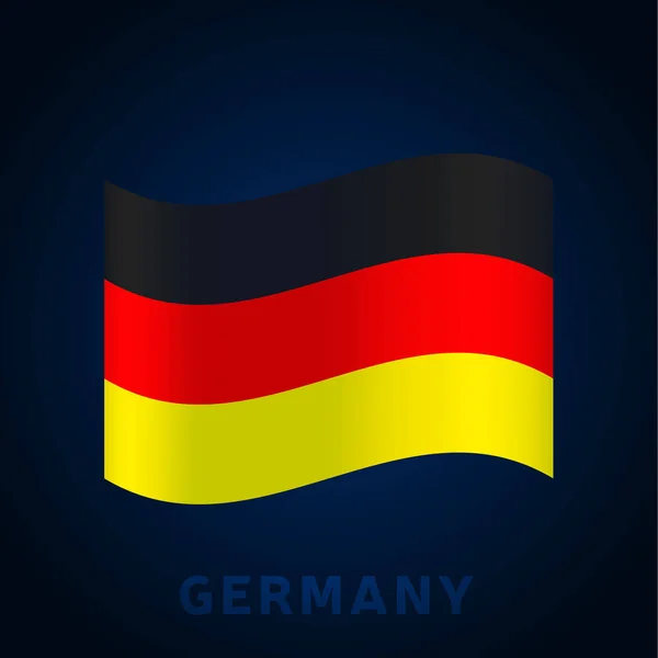 Bandiera Vettoriale Germania Sventolando Bandiera Nazionale Italia Isolata Sfondo Scuro — Vettoriale Stock