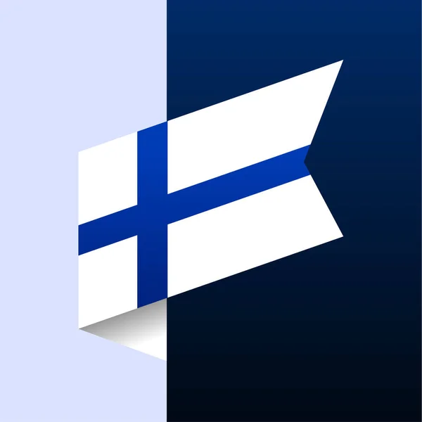 Icône Drapeau Angle Finland Emblème National Style Origami Découpe Papier — Image vectorielle