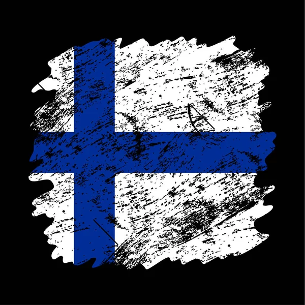 Finland Drapeau Fond Brosse Grunge Vieille Illustration Vectorielle Drapeau Pinceau — Image vectorielle