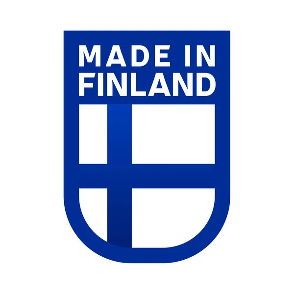 Zrobiona Ikonie Finlandzkiej Naklejka Flagą Kraju Ilustracja Wektora Prosta Ikona — Wektor stockowy