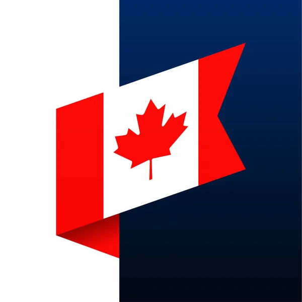 Canada Icono Bandera Esquina Emblema Nacional Estilo Origami Esquina Corte — Vector de stock