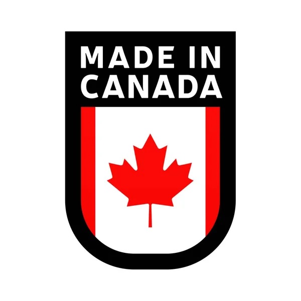 Hecho Icono Canadá Bandera Del País Nacional Sello Adhesivo Ilustración — Vector de stock