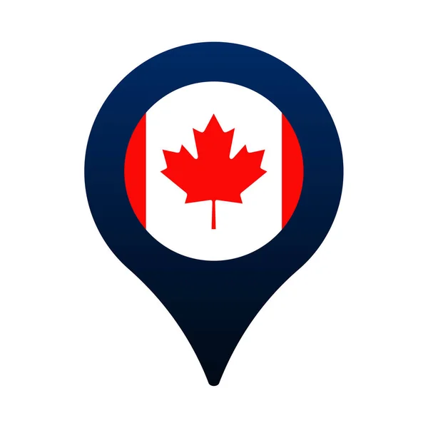 Bandera Canada Icono Puntero Mapa Bandera Nacional Icono Ubicación Diseño — Vector de stock