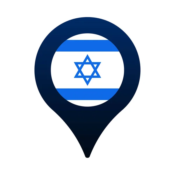 Flaga Izraelska Ikona Wskaźnika Mapy Projekt Wektora Flagi Narodowej Pin — Wektor stockowy