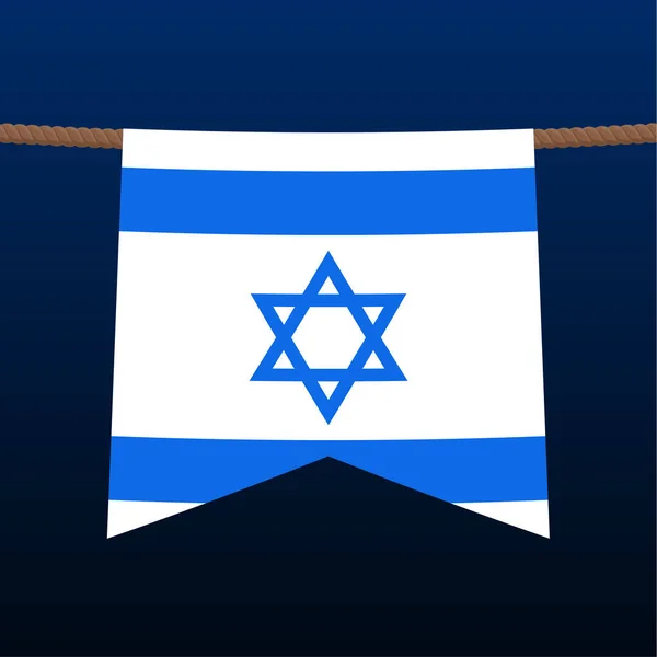 Banderas Nacionales Israel Cuelgan Cuerda Símbolo Del País Banderín Que — Vector de stock