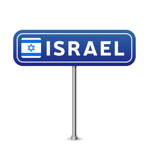 Señal Carretera Israel Bandera Nacional Con Nombre País Azul Señales — Vector de stock