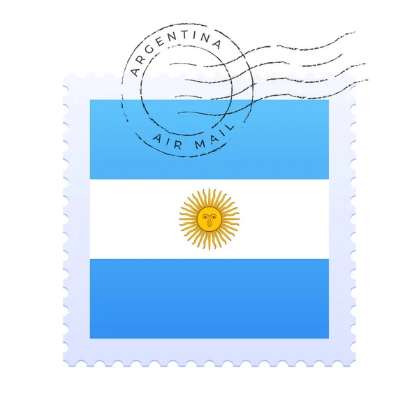 Matasellos Argentinos Sello Postal Bandera Nacional Aislado Sobre Fondo Blanco — Archivo Imágenes Vectoriales