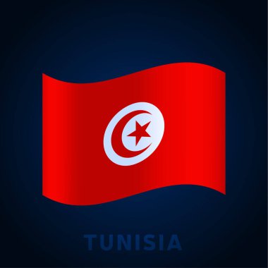 Tunus dalga vektör bayrağı. Ulusal bayrağın rengini ve oranını sallıyor. Vektör illüstrasyonu.
