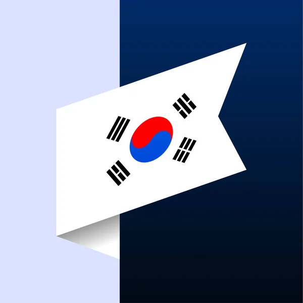 Icono Bandera Esquina Corea Del Sur Emblema Nacional Estilo Origami — Archivo Imágenes Vectoriales