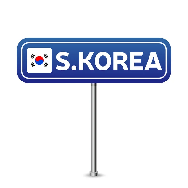 Señal Carretera Corea Del Sur Bandera Nacional Con Nombre País — Archivo Imágenes Vectoriales