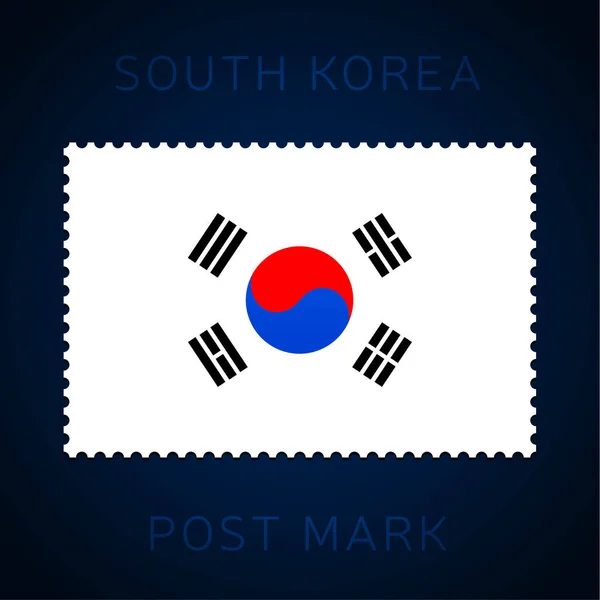 Marca Postal Corea Del Sur Sello Postal Bandera Nacional Aislado — Archivo Imágenes Vectoriales