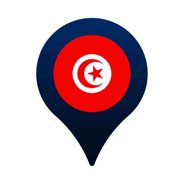 Tunisiaflagga Och Karta Pekaren Ikon Nationell Flagga Plats Ikon Vektor — Stock vektor