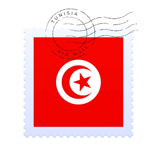 Poststämpel Från Tunisien Nationell Flagga Postage Stamp Isolerad Vit Bakgrund — Stock vektor