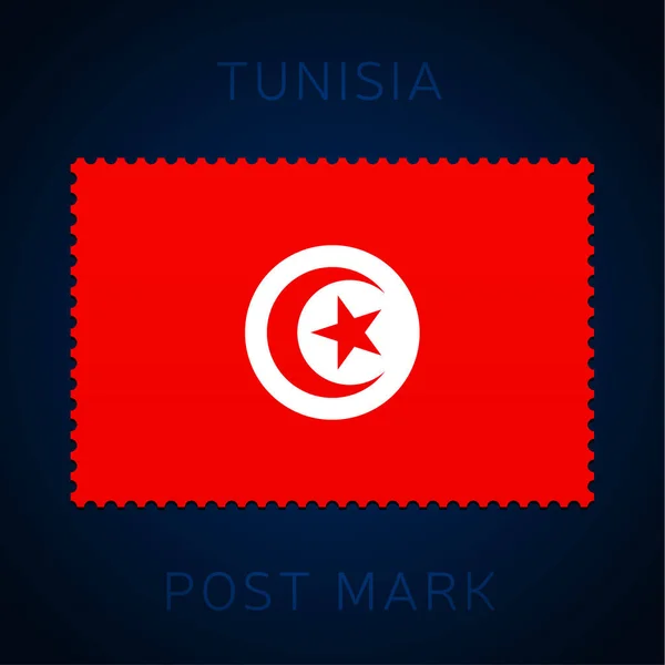 Poststämpel Från Tunisien Nationell Flagga Postage Stamp Isolerad Vit Bakgrund — Stock vektor