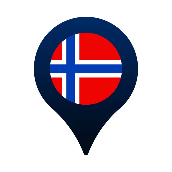 Norwayflagga Och Kartpekarikon Nationell Flagga Plats Ikon Vektor Design Gps — Stock vektor