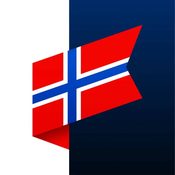 Bandera Esquina Norway Icono Emblema Nacional Estilo Origami Esquina Corte — Vector de stock