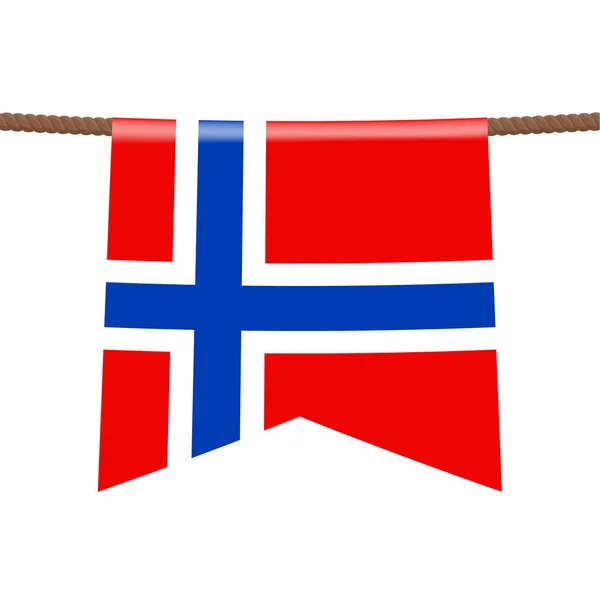 Norges Flaggor Hänger Repet Symbolen För Landet Vimpeln Hängande Repet — Stock vektor