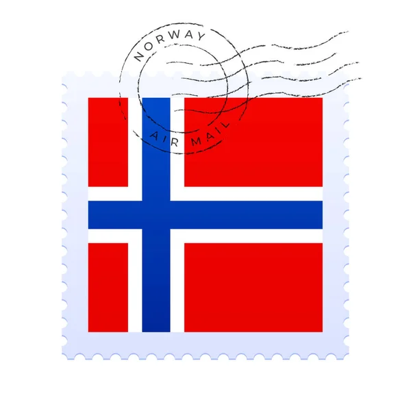 Поштова Марка Норвегії Національний Прапор Поштовий Штамп Ізольований Білому Тлі — стоковий вектор
