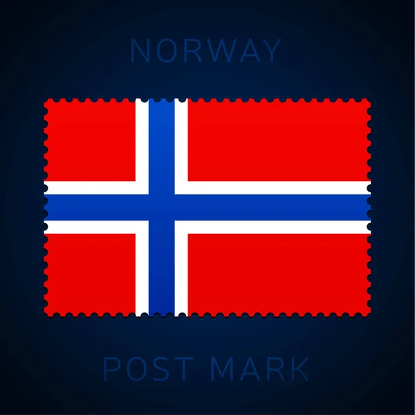 Norgeporto Märke Nationell Flagga Postage Stamp Isolerad Vit Bakgrund Vektor — Stock vektor