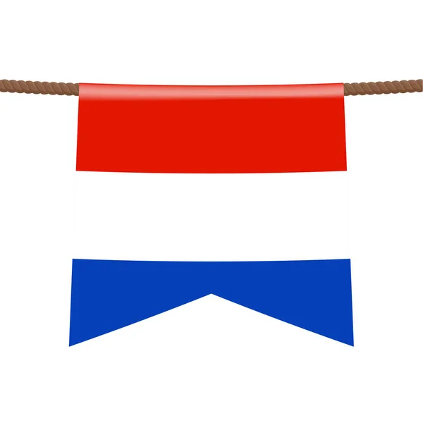 Des Drapeaux Nationaux Des Pays Bas Sont Accrochés Corde Symbole — Image vectorielle
