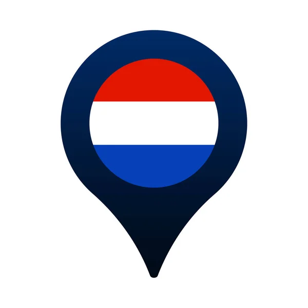Hollanda Bayrağı Harita Işaretleyici Simgesi Ulusal Bayrak Konum Ikon Vektör — Stok Vektör