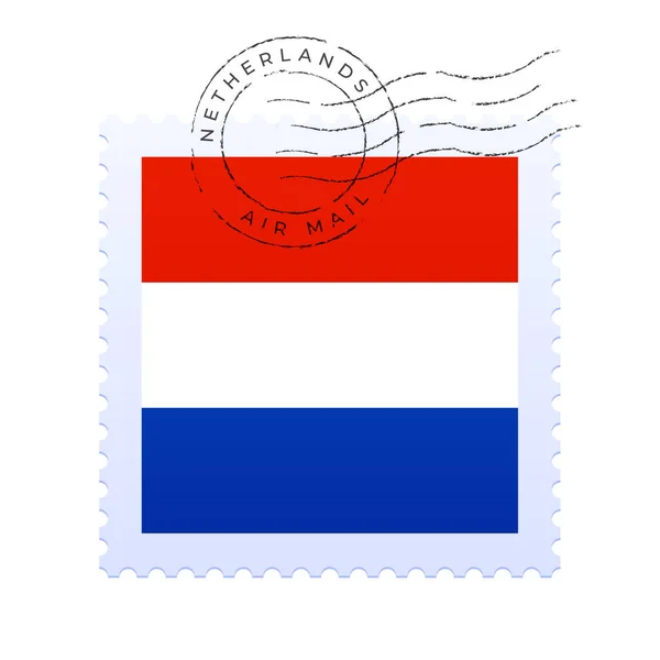 Netherland Bélyegző Nemzeti Zászló Postai Bélyegző Elszigetelt Fehér Háttér Vektor — Stock Vector