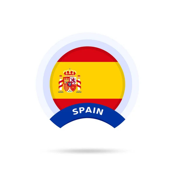 Bandera Nacional España Círculo Botón Icono Bandera Simple Colores Oficiales — Vector de stock