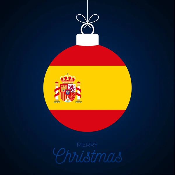 圣诞新年舞会 挂满了西班牙国旗 贺卡矢量图解 白色背景下与国旗隔离的圣诞快乐球 — 图库矢量图片