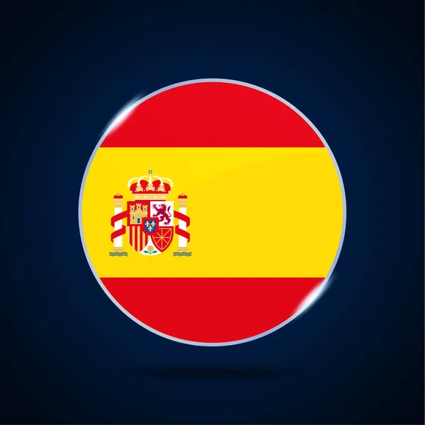 Spaniens Nationella Flagga Circle Knapp Ikonen Enkel Flagga Officiella Färger — Stock vektor