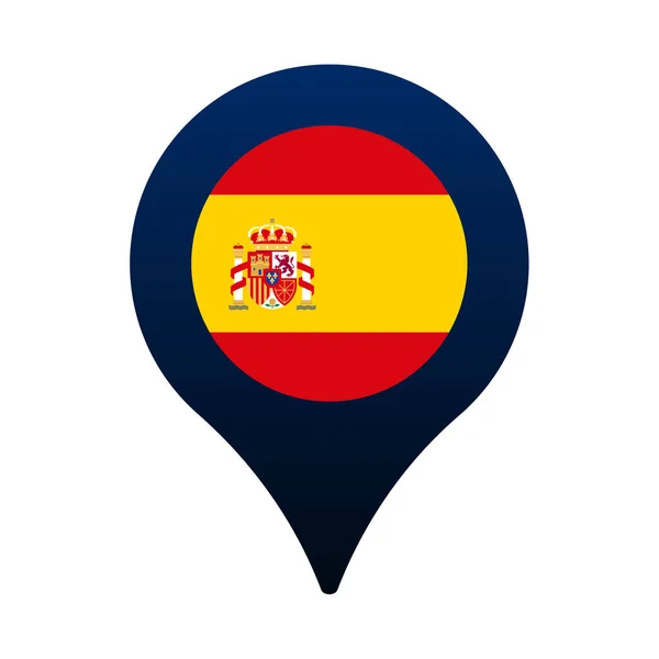 Bandera España Icono Puntero Mapa Bandera Nacional Icono Ubicación Diseño — Vector de stock