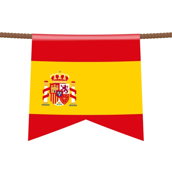 Spanje Hangen Nationale Vlaggen Aan Het Touw Het Symbool Van — Stockvector