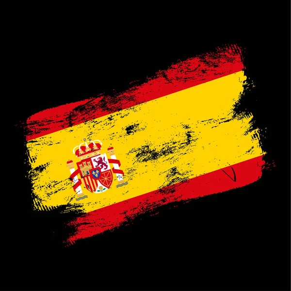Španělská Vlajka Grunge Štětec Pozadí Vektorová Ilustrace Starého Štětce Abstraktní — Stockový vektor