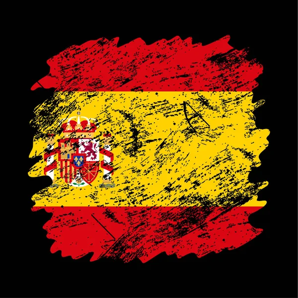 Pincel Grunge Bandera España Fondo Ilustración Vector Bandera Cepillo Antiguo — Vector de stock