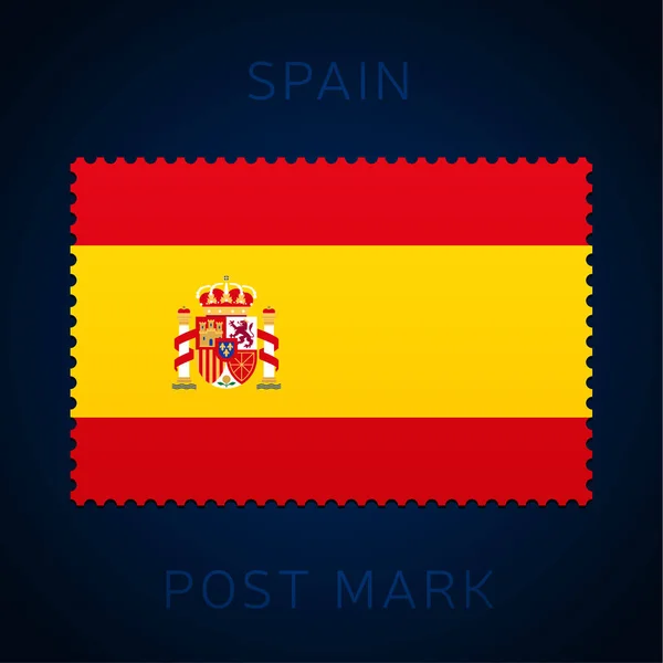 Matasellos España Sello Postal Bandera Nacional Aislado Sobre Fondo Blanco — Vector de stock