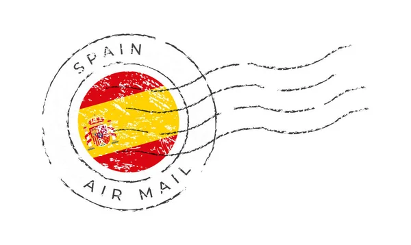 Matasellos España Sello Postal Bandera Nacional Aislado Sobre Fondo Blanco — Vector de stock