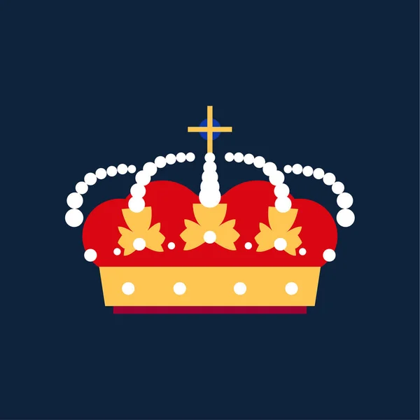 Золота Королівська Ікона Векторна Плоска Мультяшна Ілюстрація Мультяшна Ілюстрація Корони — стоковий вектор