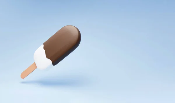 Шоколадное Мороженое Палочке Творческая Идея Летней Концепции Трехмерный Рендеринг Местом — стоковое фото