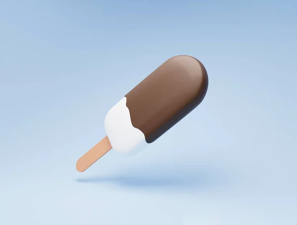 Шоколадное Мороженое Палочке Творческая Идея Летней Концепции Трехмерный Рендеринг Местом — стоковое фото