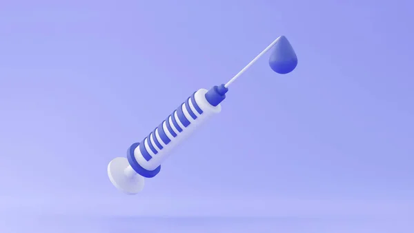3D疫苗 流感疫苗的注射器 带有医疗设备的疫苗图标 最低纲领的概念 3D演示图 — 图库照片
