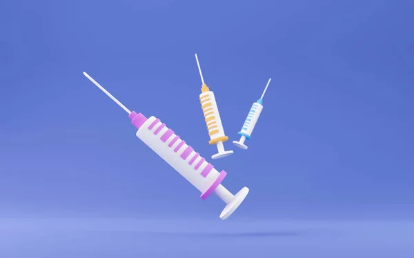 Dワクチン ワクチン インフルエンザの注射のための注射 医療機器とワクチンのアイコン 最小限の概念 3Dイラストレンダリング — ストック写真