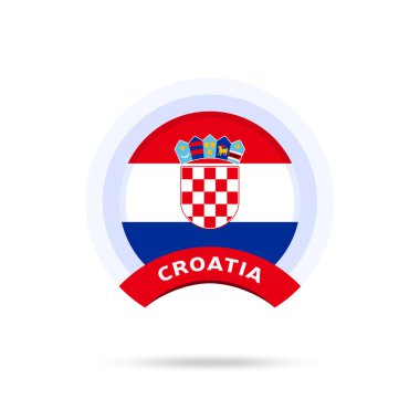 Hırvat ulusal bayrağı Çember düğmesi simgesi. Basit bayrak, resmi renkler ve doğru orantı. Düz vektör illüstrasyonu.