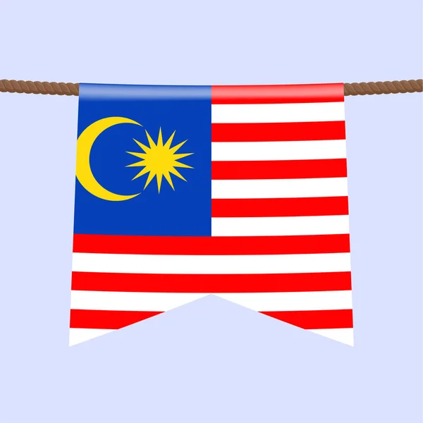 Banderas Nacionales Malasia Cuelgan Cuerda Símbolo Del País Banderín Que — Vector de stock